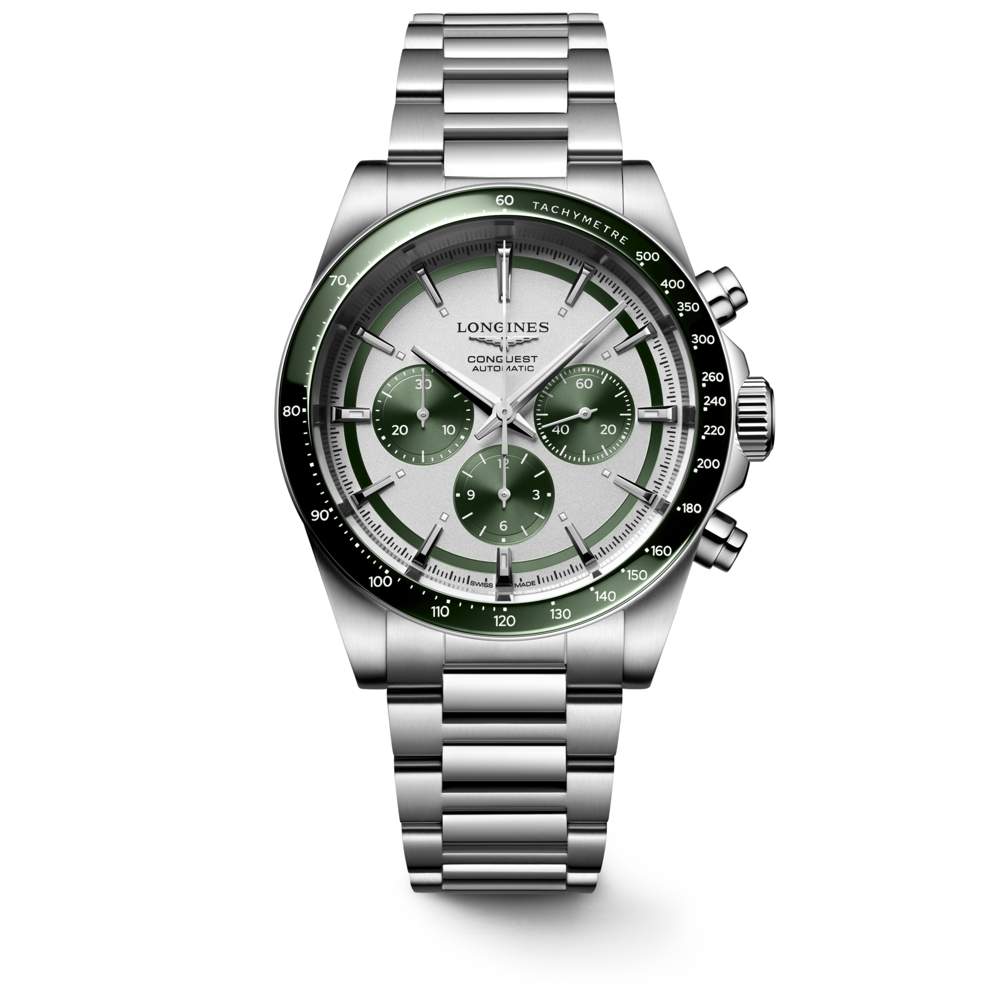 Longines Conquest Chronograph 42mm Green Ceramic Bezel L3.835.4.02.6