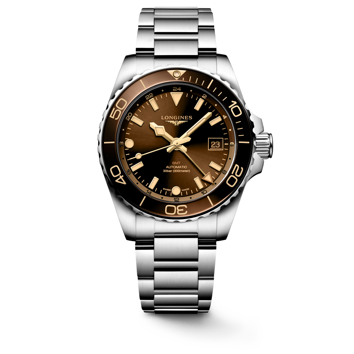 Longines HydroConquest GMT 41mm Brown Bezel Dial L3.790.4.66.6