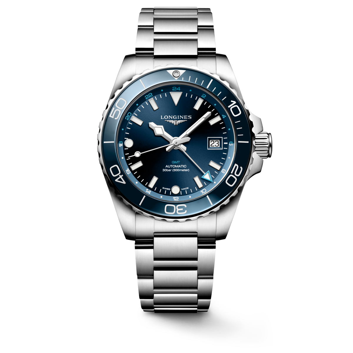 Longines HydroConquest GMT 41mm Watch, Blue Dial and Bezel